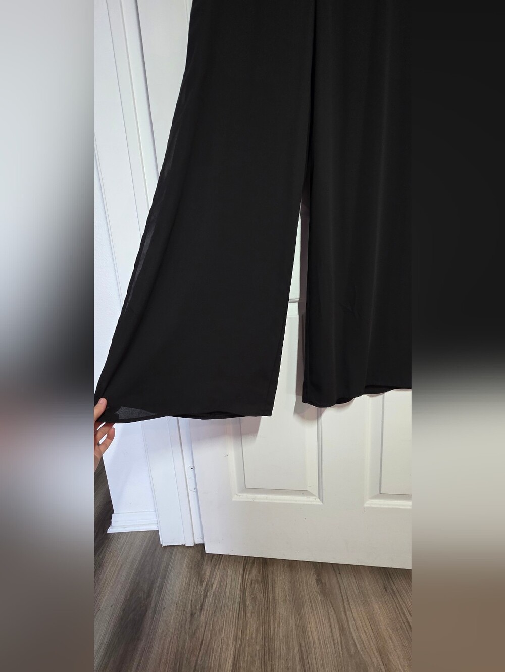 Zara Side Slit Wide Leg Black Lightweight Pants - Picture 7 of 12